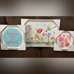 Hummingbird Garden -Flower Burst Framed Canvas Wall Art (Matilda Jane)